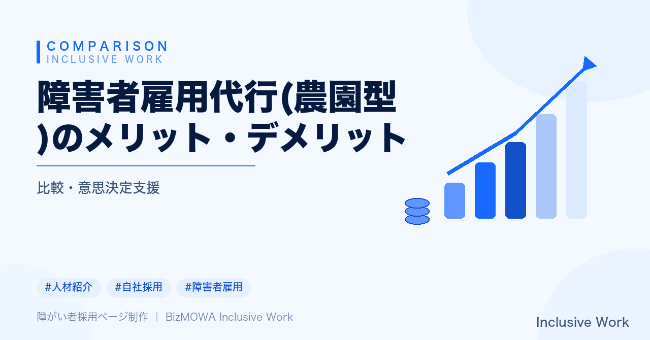 障害者雇用代行(農園型)のメリット・デメリット｜サテライトオフィス型・自社雇用との違いと導入判断のポイント