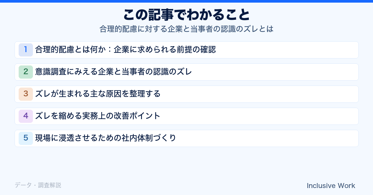 合理的配慮に対する企業と当事者の認識のズレとは|意識調査から見る改善ポイントの要点まとめ