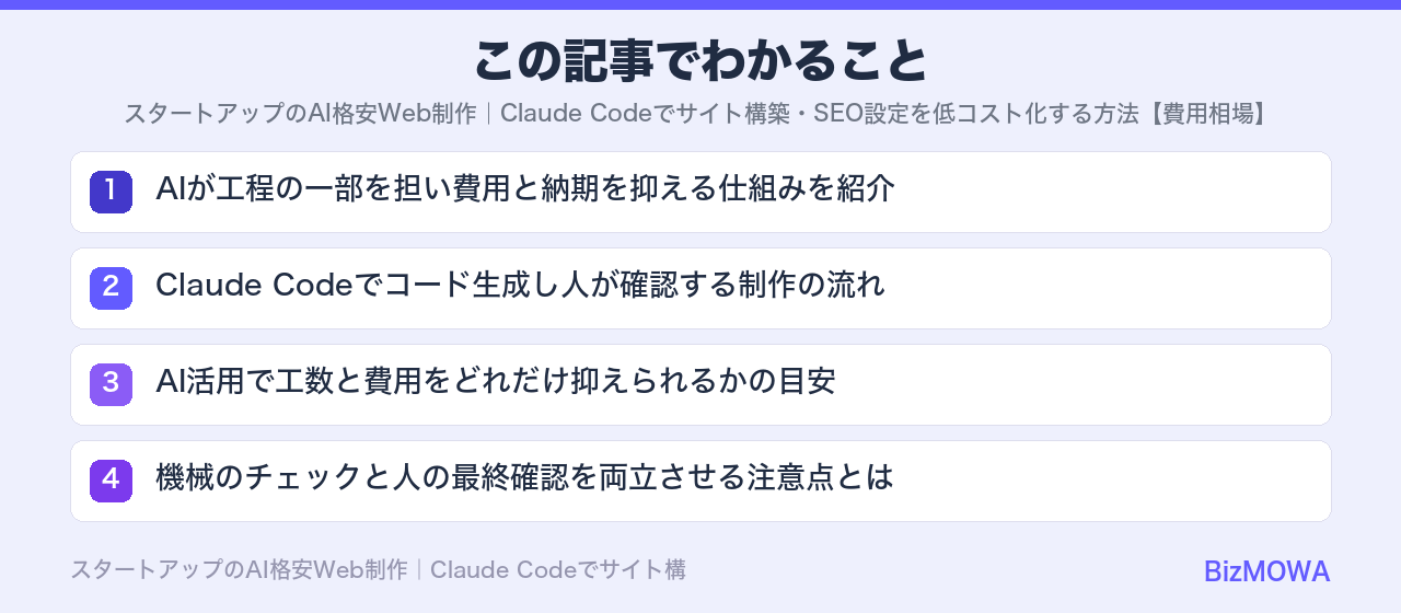 この記事でわかること：スタートアップのAI格安Web制作｜Claude Codeでサイト構築・SEO設