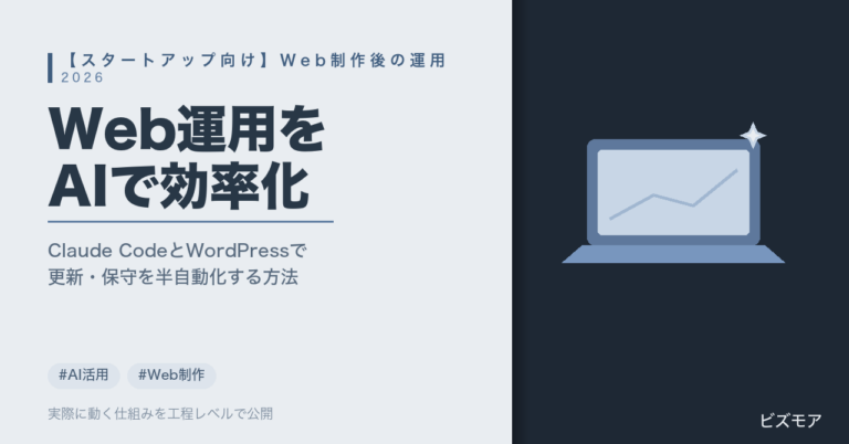 スタートアップのWeb運用｜Claude CodeでWordPress更新・保守を効率化する方法【費用目安3ステップ】