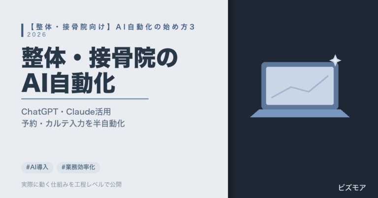 整体・接骨院のAI導入｜ChatGPT・Claudeで予約対応・カルテ入力を半自動化する始め方3ステップ【2026年版】