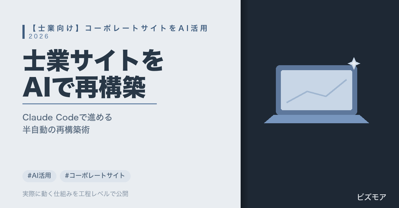 士業のコーポレートサイト再構築｜Claude Codeで原稿作成・SEO設定を効率化する方法【費用目安と進め方】