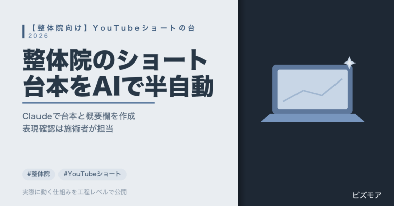 整体院のYouTubeショート運用｜Claudeで台本作成・概要欄作成を半自動化する方法【費用と手順】
